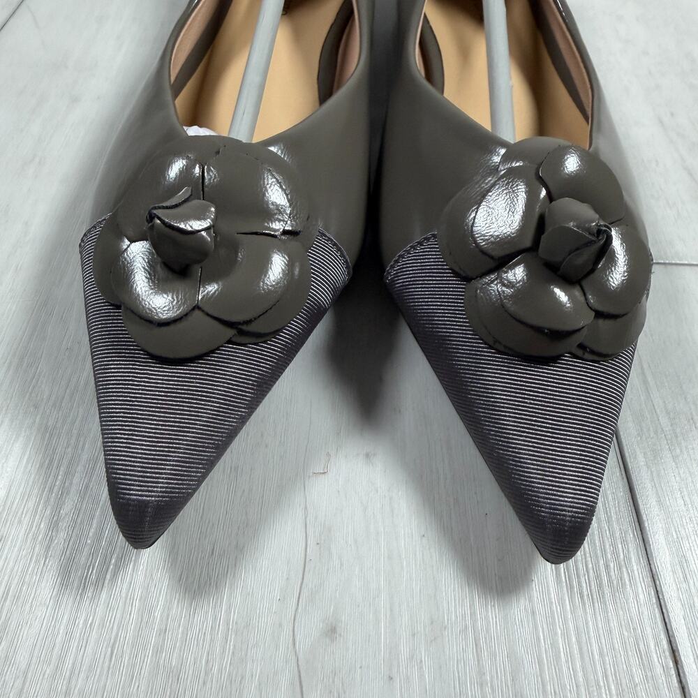 NEW C.Paravano Flower Leather Pointed Toe Flats US 8/EU38.5 Chic Business Casual - Picture 3 of 9